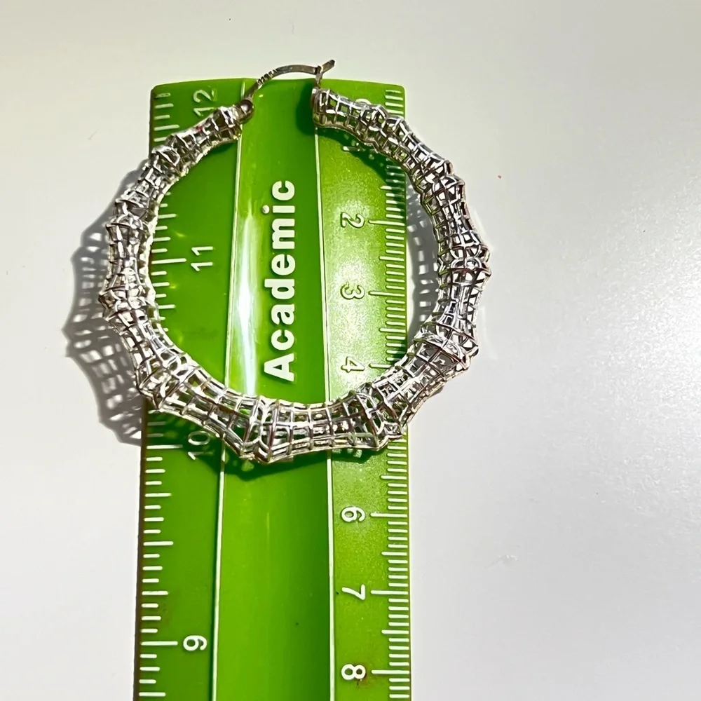 Silver Hoop Earrings - Picture 10 of 11